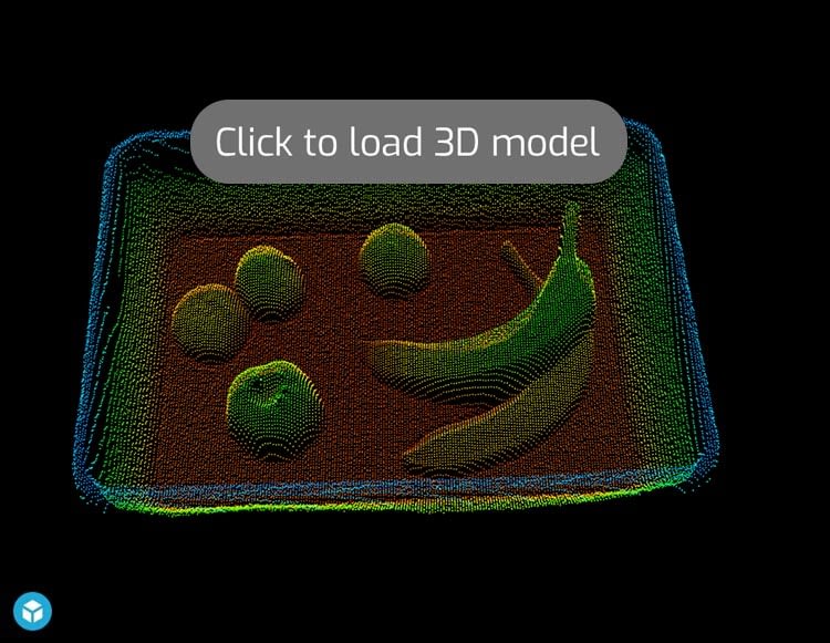 3D Point Cloud of Fruits in Plastic Box