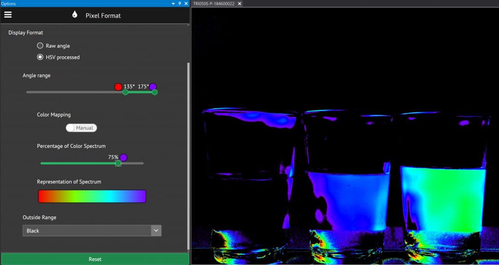 manual settings for polarized HSV AoLP visualization