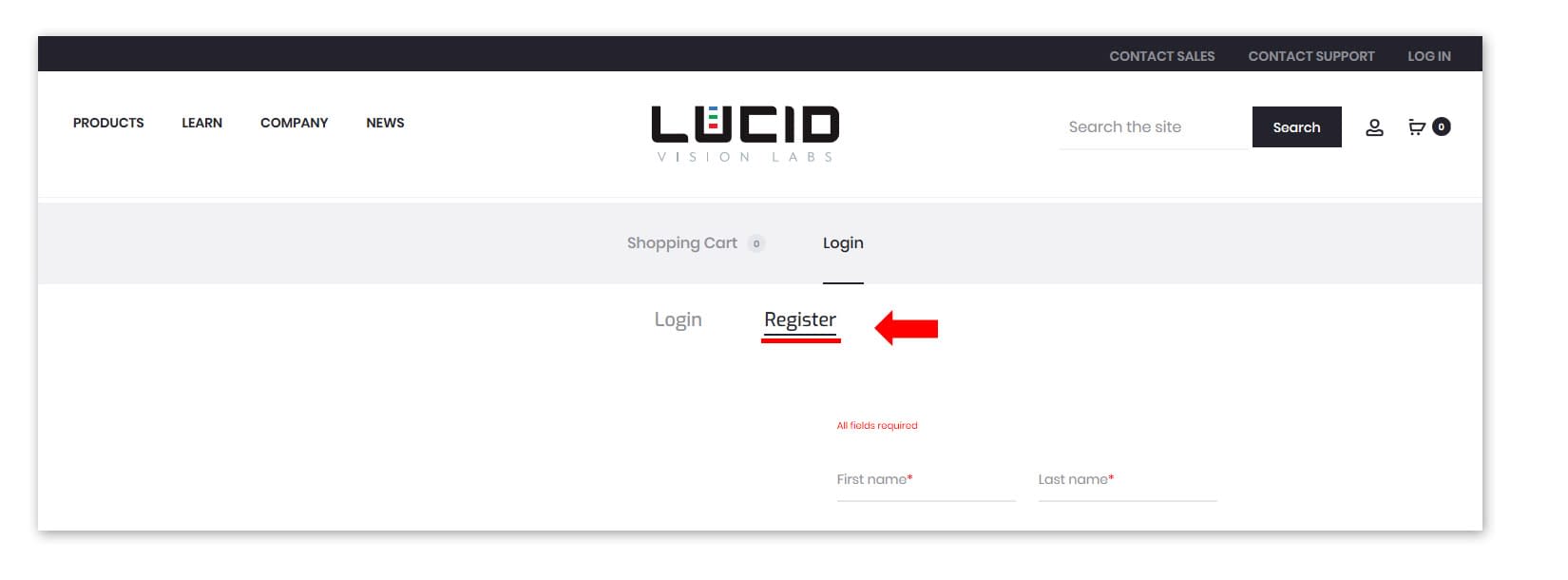 Lucid webstore instructions step 2