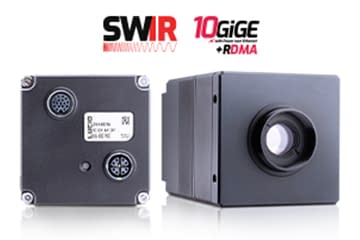 LUCID Releases Atlas10 SWIR 10GigE RDMA cameras with Sony IMX992 and IMX993 SenSWIR sensors and integrated TEC cooling.