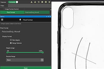 Invisible scratches being detected by polarized camera