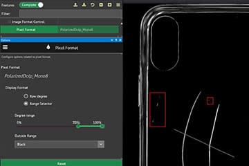 Adjusting Polarizaed DoLP range slider on transparent cell phone cover