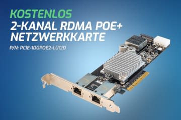 Erhalten Sie eine KOSTENLOSE RDMA PoE+ Netzwerkkarte beim Kauf einer Triton10- oder Atlas10-Kamera.