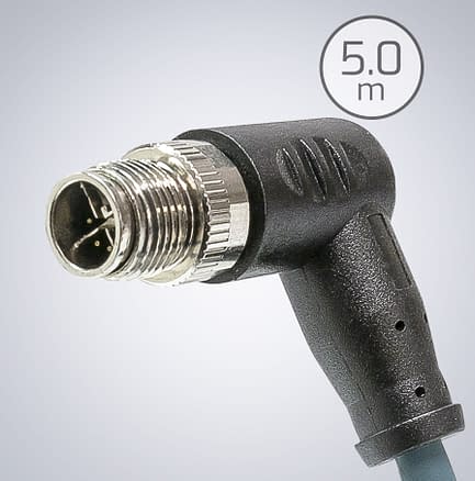 M12 auf RJ45 IP67 Cat6a Kable [Rechter Winkel, Abwärts] – 5m, Dunkelgrün