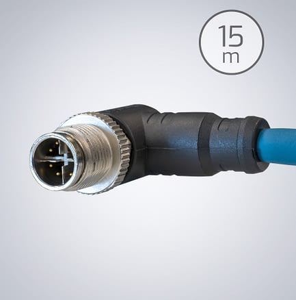 IP67 M12 Cable, right angle up, 15m, for Triton