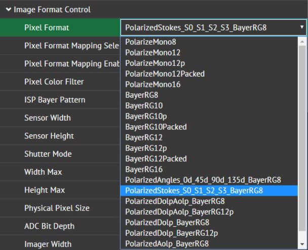 Pixel Format virtual polarization filter