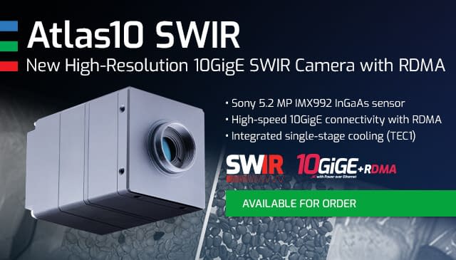 Atlas10 SWIR Camera for High Resolution SWIR Imaging over 10GBASE-T and RDMA