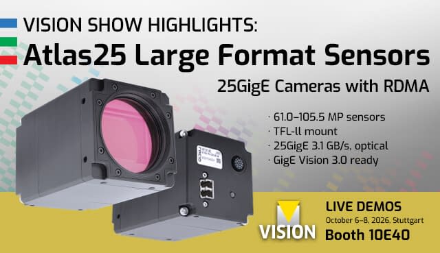 Atlas25 - 25GigE camera with large format sensors and TFL-ll mount