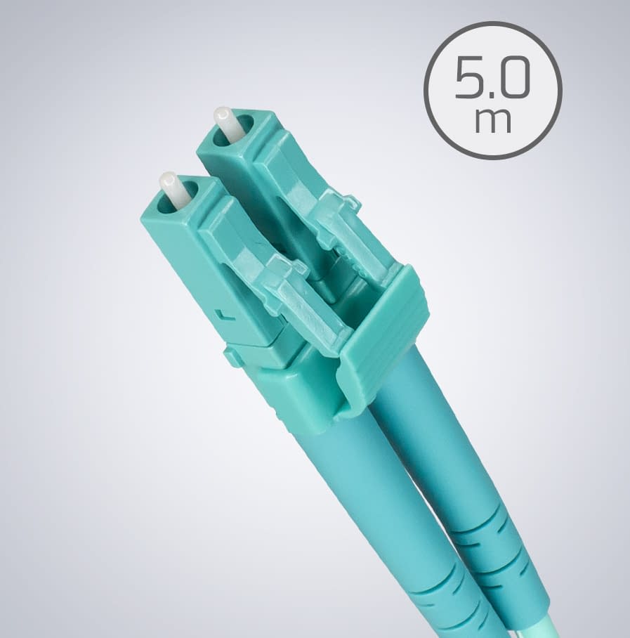 LC to LC OM4 50/125 Multi-Mode Optical Cable – 5m, Aqua