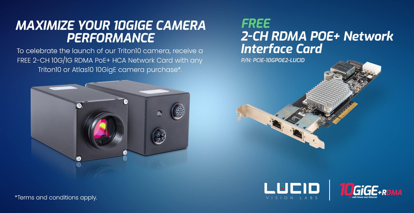 Promo: Free 10GigE RDMA NIC with Triton10 or Atlas10 camera purchase