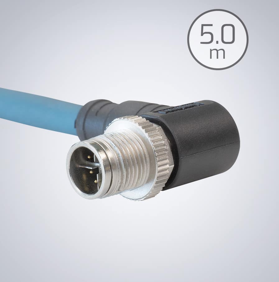 CAB-MR-5M-RA3-A IP67 M12 Cable, right angle side for Atlas& helios, 5m