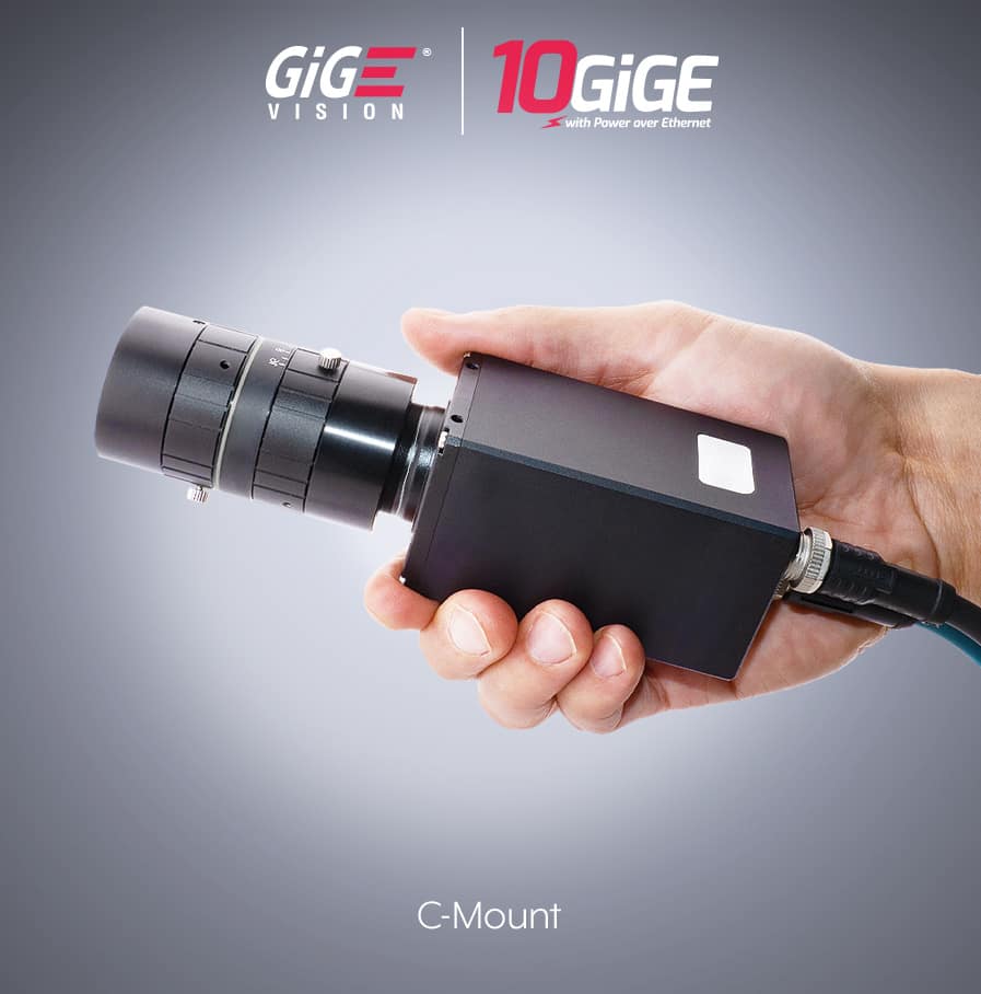 Triton10-10gige-rdma-IP67-camera-hand-image Triton10 10GigE RDMA machine vision camera
